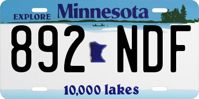 MN license plate 892NDF