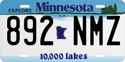 MN license plate 892NMZ