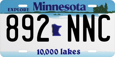 MN license plate 892NNC
