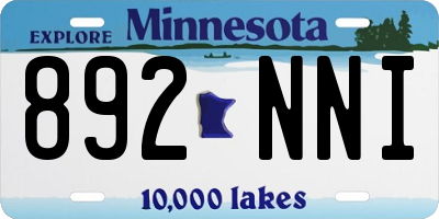 MN license plate 892NNI