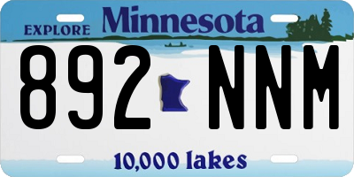 MN license plate 892NNM