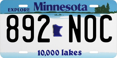 MN license plate 892NOC