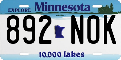 MN license plate 892NOK