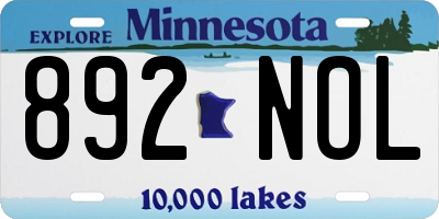 MN license plate 892NOL