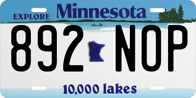 MN license plate 892NOP