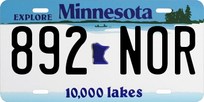 MN license plate 892NOR