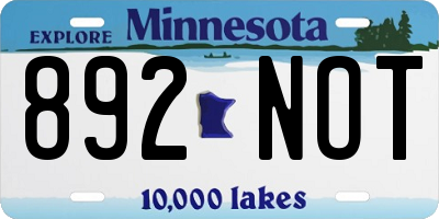 MN license plate 892NOT