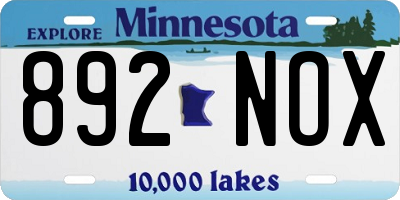 MN license plate 892NOX