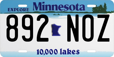 MN license plate 892NOZ