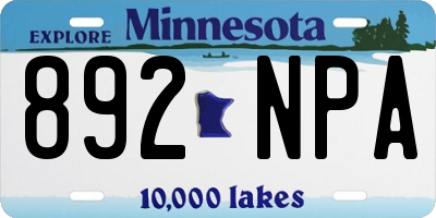 MN license plate 892NPA