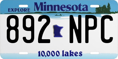 MN license plate 892NPC