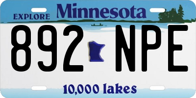 MN license plate 892NPE