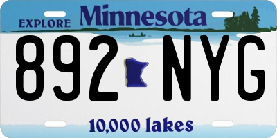 MN license plate 892NYG