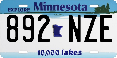 MN license plate 892NZE