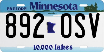 MN license plate 892OSV