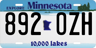 MN license plate 892OZH