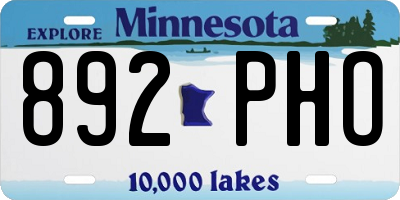 MN license plate 892PHO