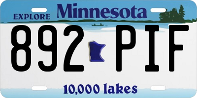 MN license plate 892PIF