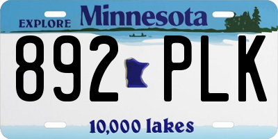 MN license plate 892PLK