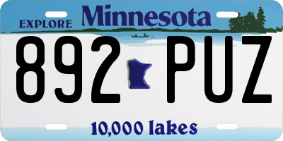 MN license plate 892PUZ
