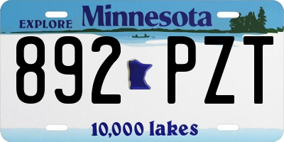 MN license plate 892PZT