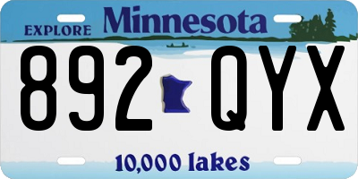 MN license plate 892QYX