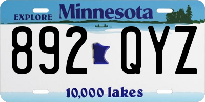 MN license plate 892QYZ