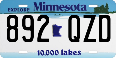 MN license plate 892QZD