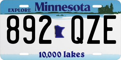 MN license plate 892QZE