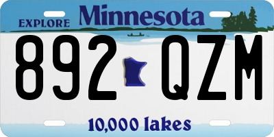 MN license plate 892QZM