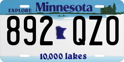 MN license plate 892QZO
