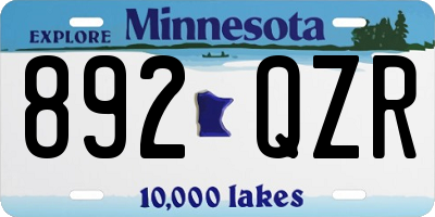 MN license plate 892QZR
