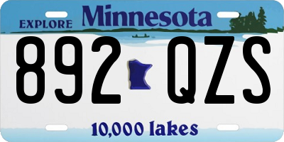 MN license plate 892QZS
