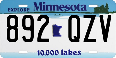 MN license plate 892QZV