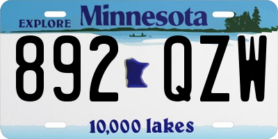 MN license plate 892QZW