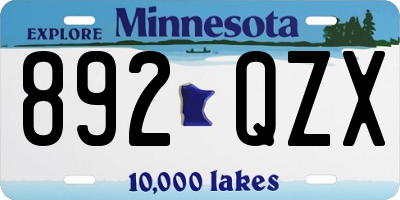 MN license plate 892QZX