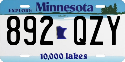 MN license plate 892QZY
