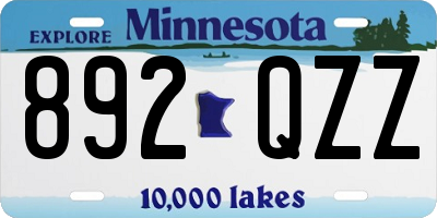 MN license plate 892QZZ