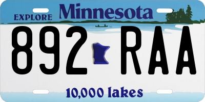 MN license plate 892RAA