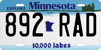 MN license plate 892RAD