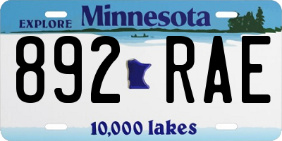 MN license plate 892RAE