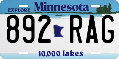 MN license plate 892RAG