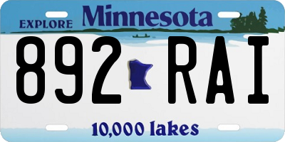 MN license plate 892RAI