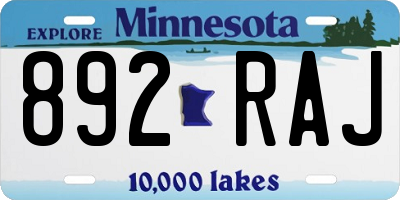 MN license plate 892RAJ