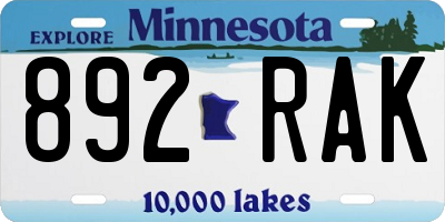 MN license plate 892RAK