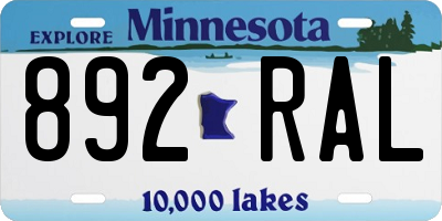 MN license plate 892RAL