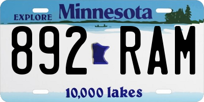 MN license plate 892RAM
