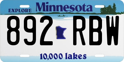 MN license plate 892RBW