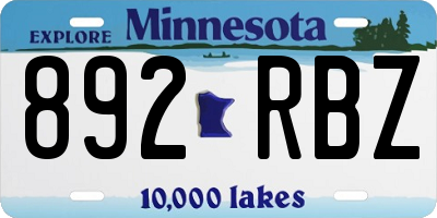 MN license plate 892RBZ