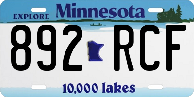 MN license plate 892RCF